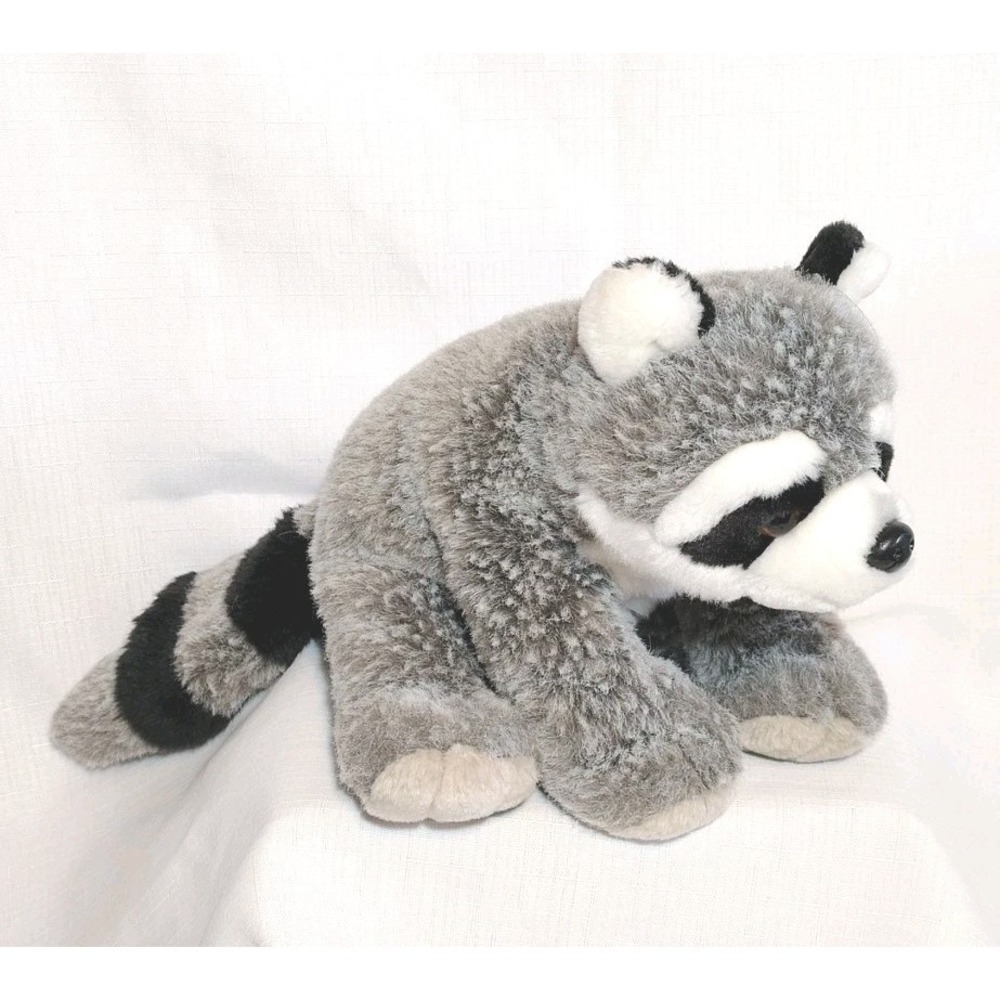 2006 K & M Int'l Raccoon Plush 9.5" Realistic Racoon Soft Stuffed Animal Racoon